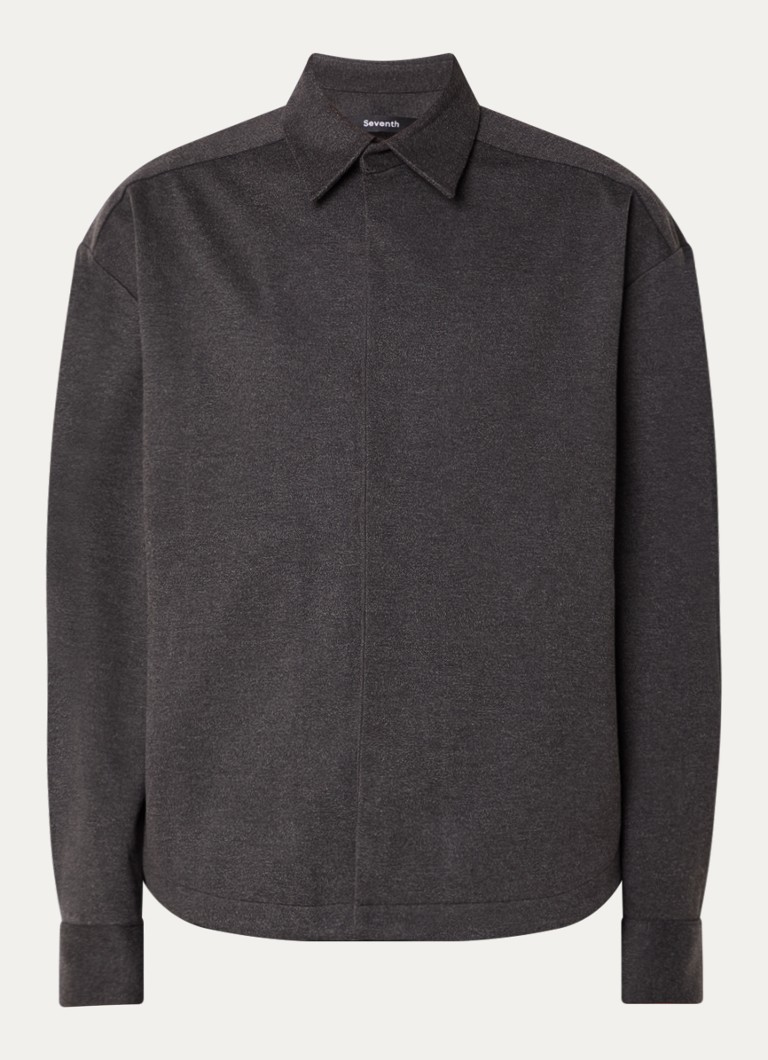 Seventh Heren M5 Oxford oversized overhemd met steekzakken in de kleur Antraciet, maat: L