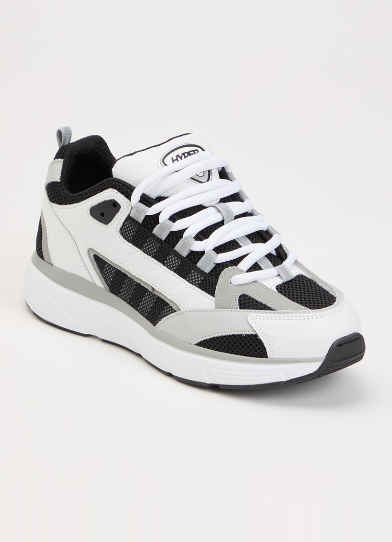 Cleens Heren Hyper Runner sneaker met leren details in de kleur Lichtgrijs, maat: 46
