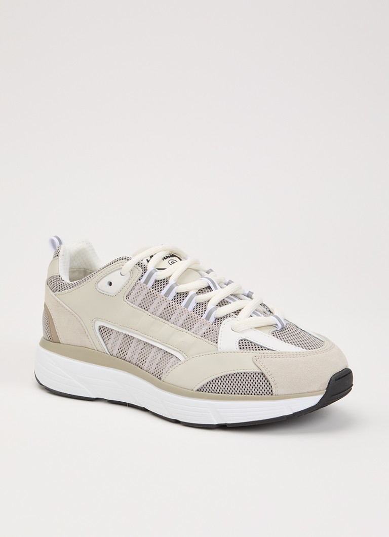 Cleens Heren Hyper Runner sneaker met leren details in de kleur Beige, maat: 42