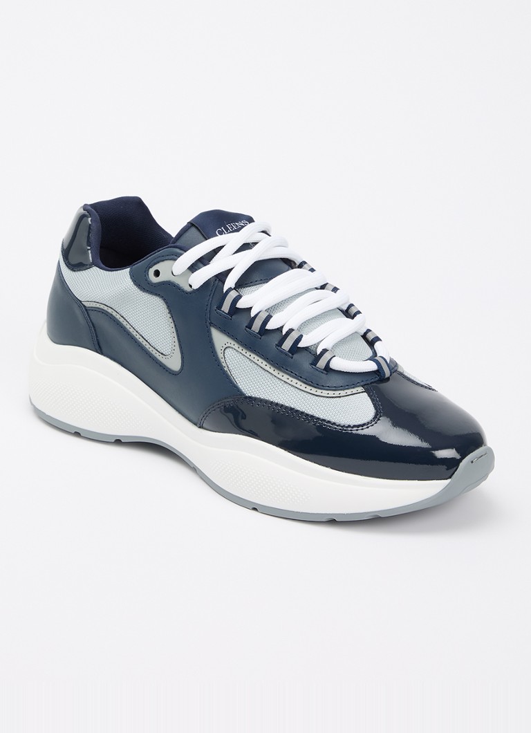 Cleens Heren Podium sneaker van mesh met details van leer in de kleur Indigo, maat: 43