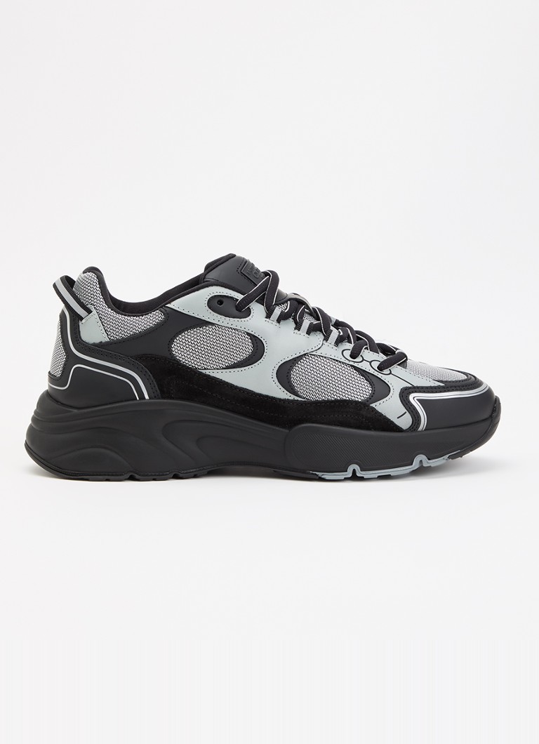 Cleens Heren Pulse Runner sneaker met leren details in de kleur Zwart, maat: 43