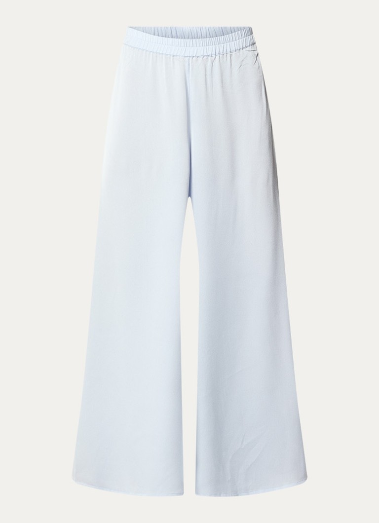 Stella Nova Dames High waist wide fit palazzobroek met elastische band in de kleur Lichtblauw, maat: 36