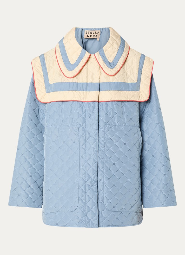 Stella Nova Dames Oversized gewatteerd jack met quilt patroon in de kleur Donkerblauw, maat: 36