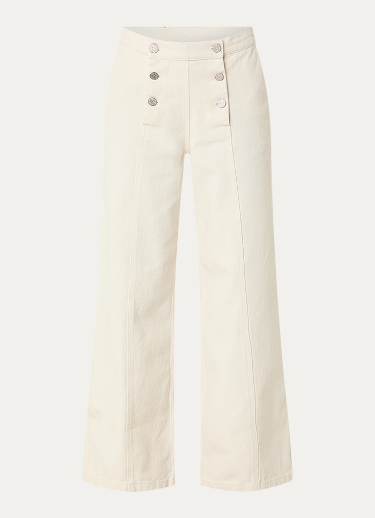 Stella Nova Dames High waist wide leg jeans met gekleurde wassing in de kleur Gebroken wit, maat: 40