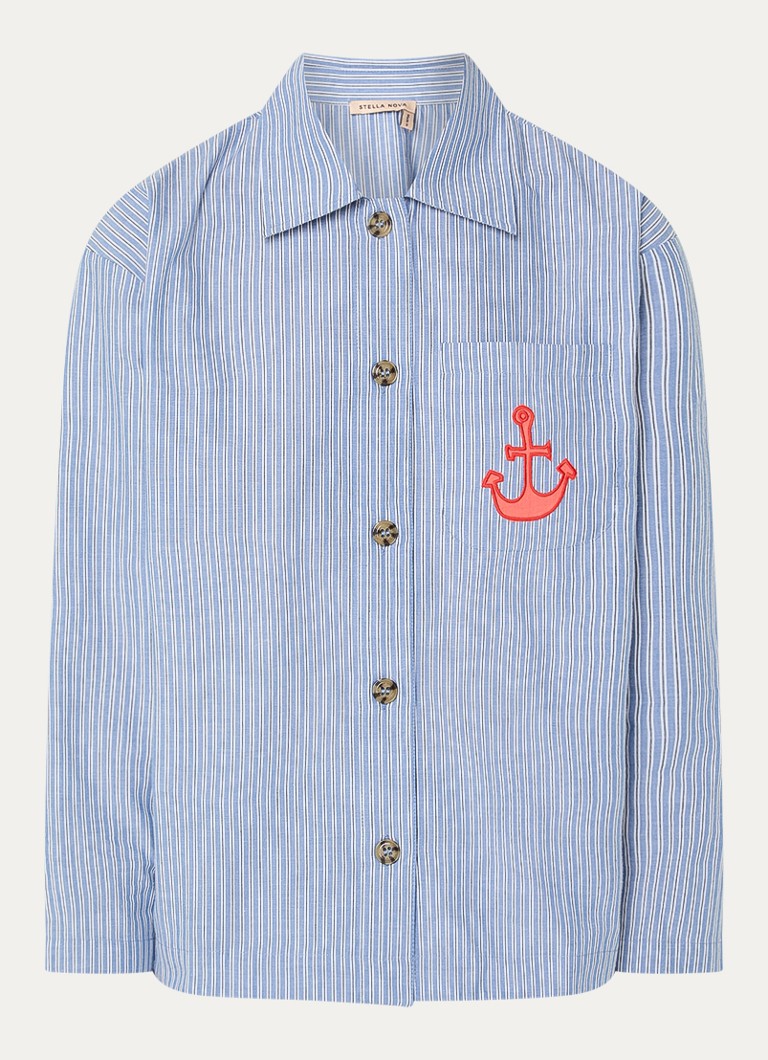 Stella Nova Dames Blouse met streepprint in de kleur Blauwgrijs, maat: 36