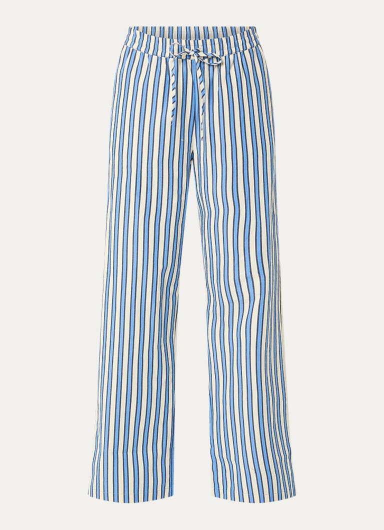 Stella Nova Dames High waist loose fit broek met streepprint in de kleur Blauw, maat: 40