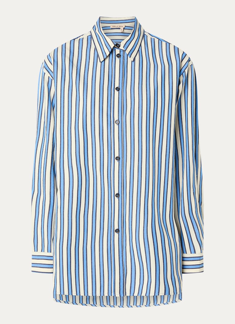 Stella Nova Dames Blouse met streepprint in de kleur Blauw, maat: 38