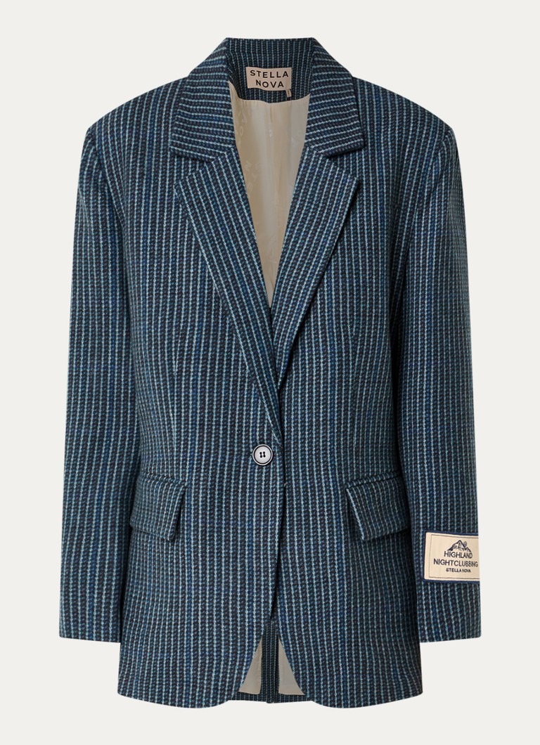 Stella Nova Dames Oversized blazer in wolblend met klepzakken in de kleur Indigo, maat: 36