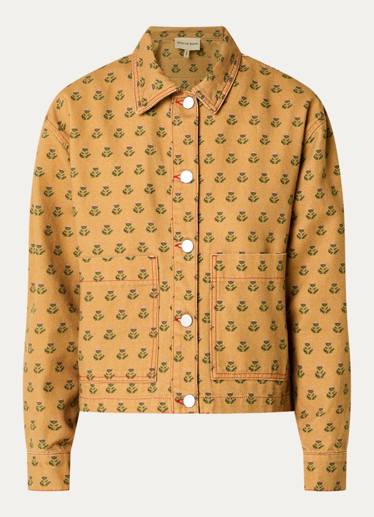 Stella Nova Dames Overshirt met print in de kleur Camel, maat: 38
