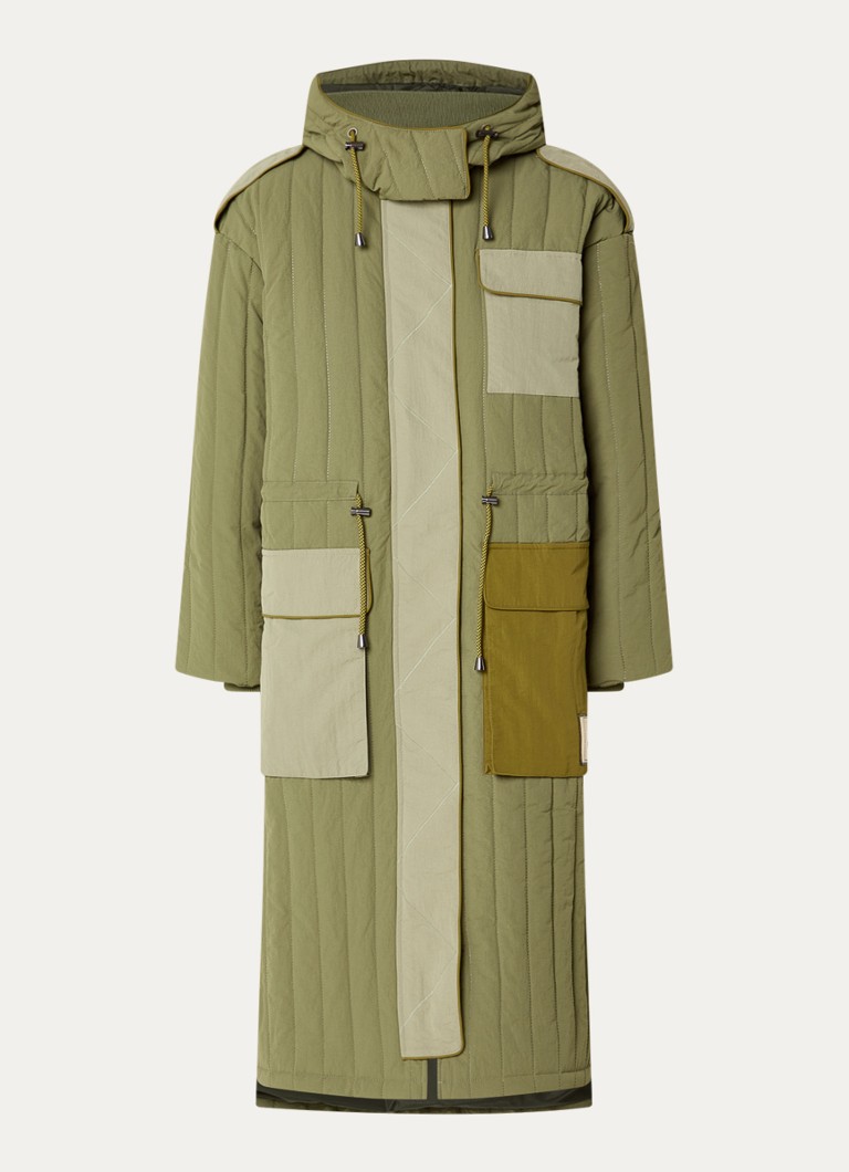 Stella Nova Dames Gewatteerde parka met klepzakken in de kleur Olijfgroen, maat: L/XL