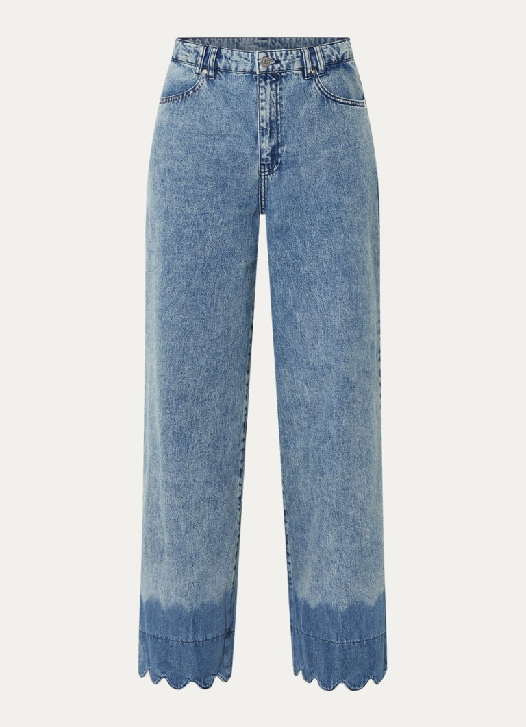 Stella Nova Dames Scallop high waist wide fit jeans met lichte wassing in de kleur Jeans, maat: 38