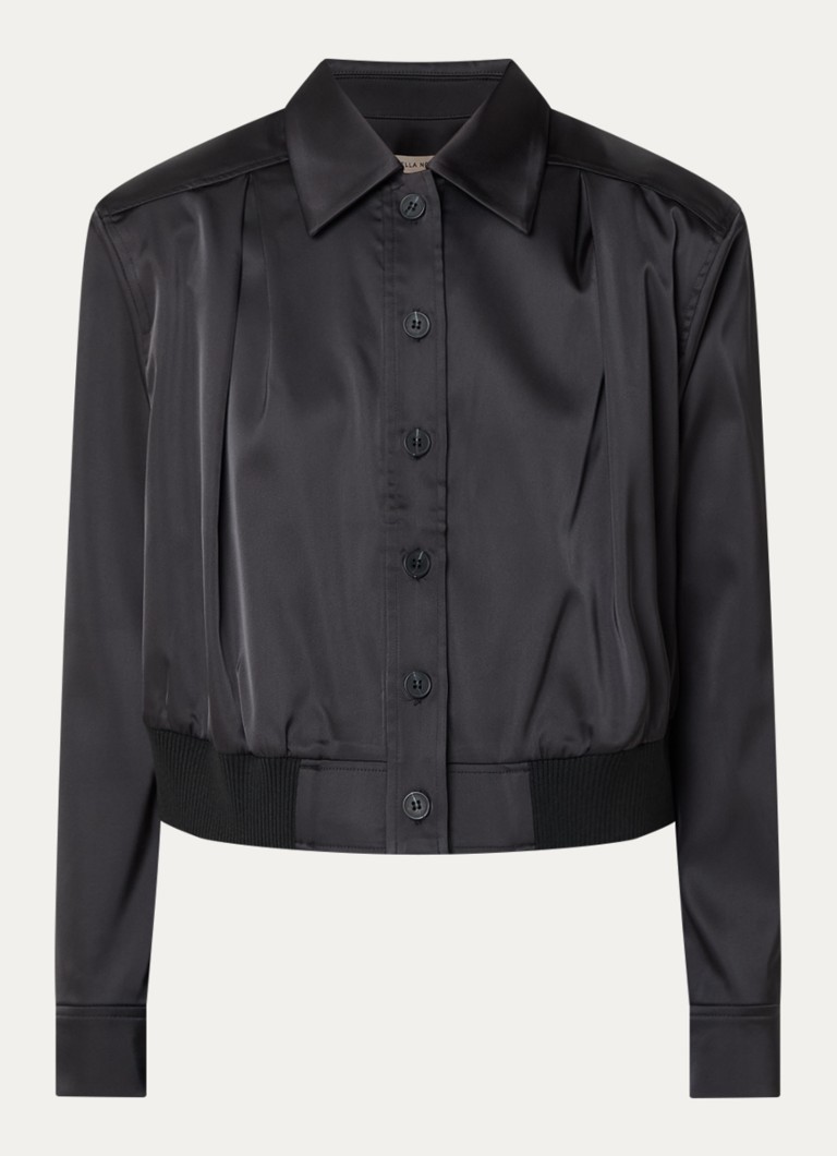 Stella Nova Dames Blouse van satijn in de kleur Zwart, maat: 34