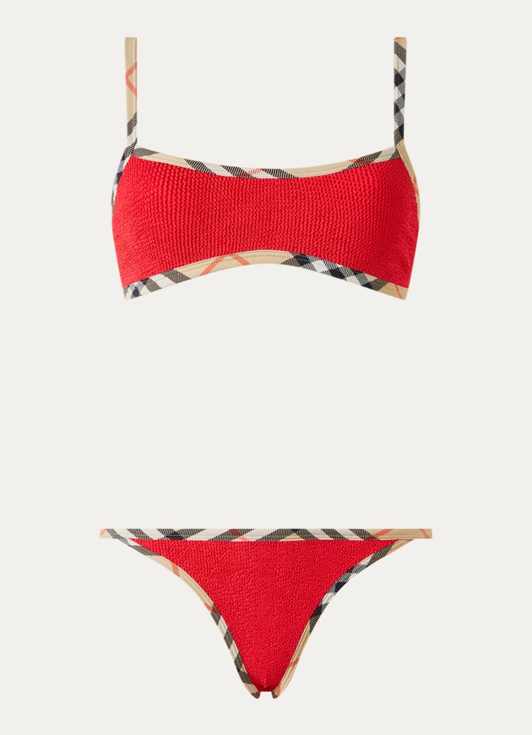 Burberry Dames Tyler bikiniset met scrunchie en structuur in de kleur Rood, maat: ONE SIZE