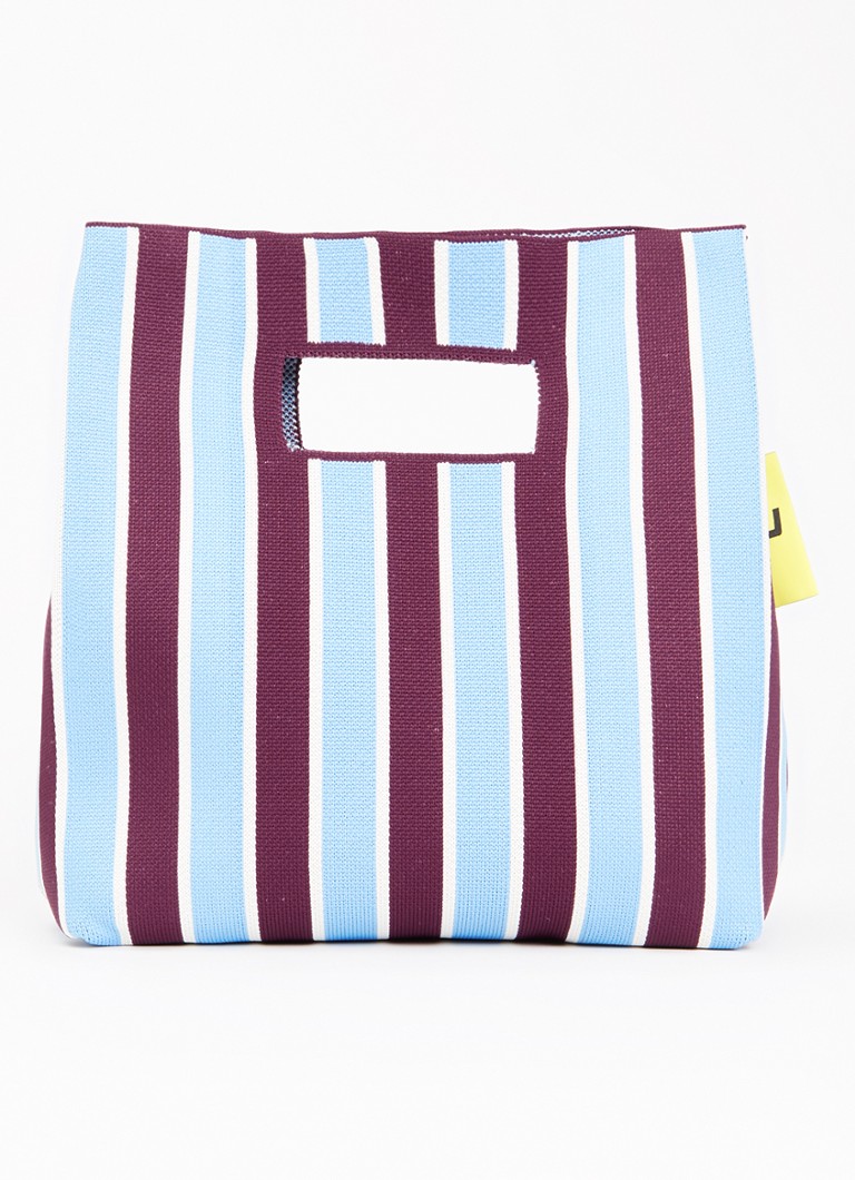 MOSJ Atelier Dames Blueberry handtas met streepprint in de kleur Paars, maat: One Size