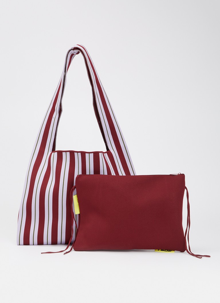 MOSJ Atelier Dames Burgundy crossbodytas met uitneembaar etui in de kleur Bordeauxrood, maat: One Size