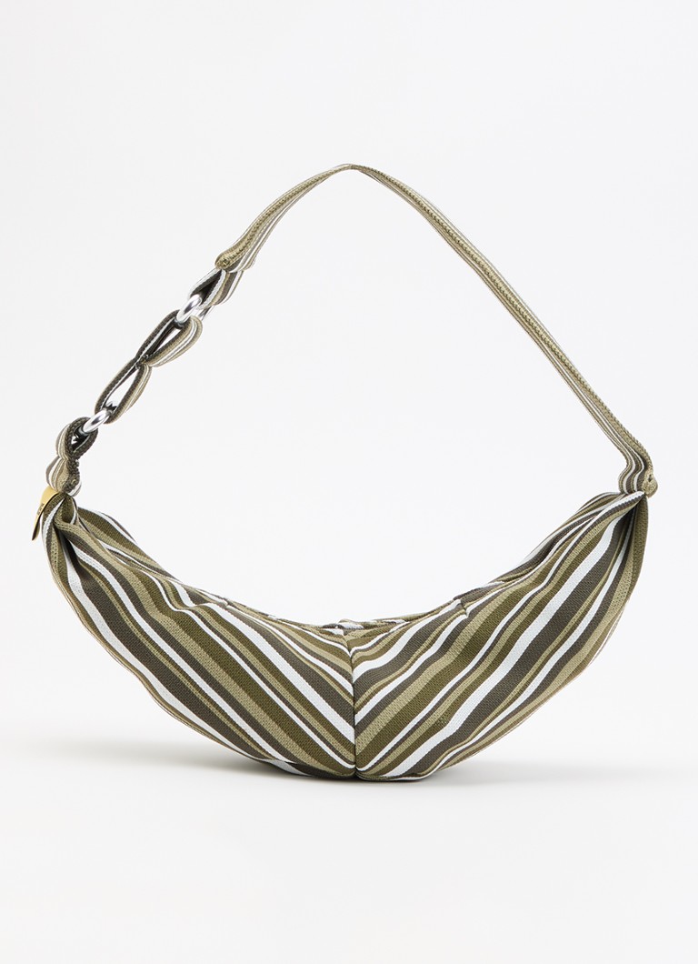 MOSJ Atelier Dames Little Camo City crossbodytas met streepprint en verstelbare schouderriem in de kleur Mosgroen, maat: ONE SIZE