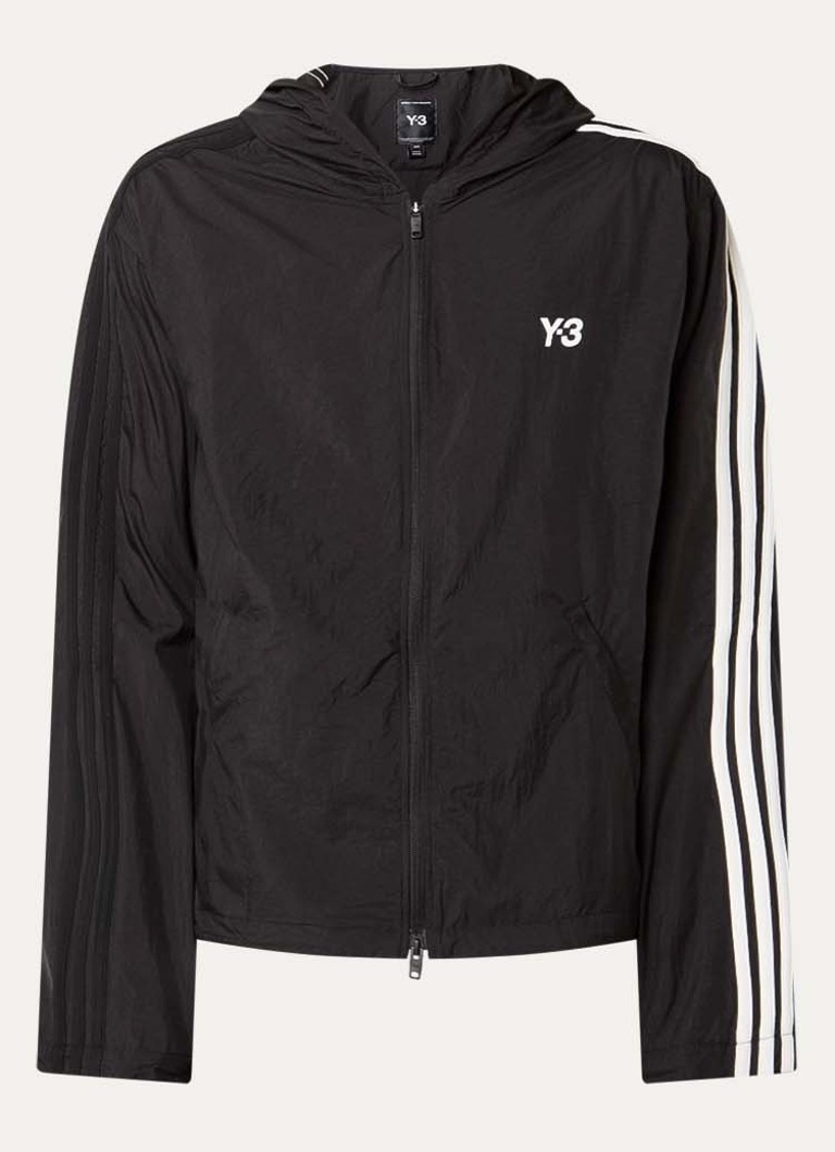 Y-3 Heren Windjack met logo en capuchon in de kleur Zwart, maat: L