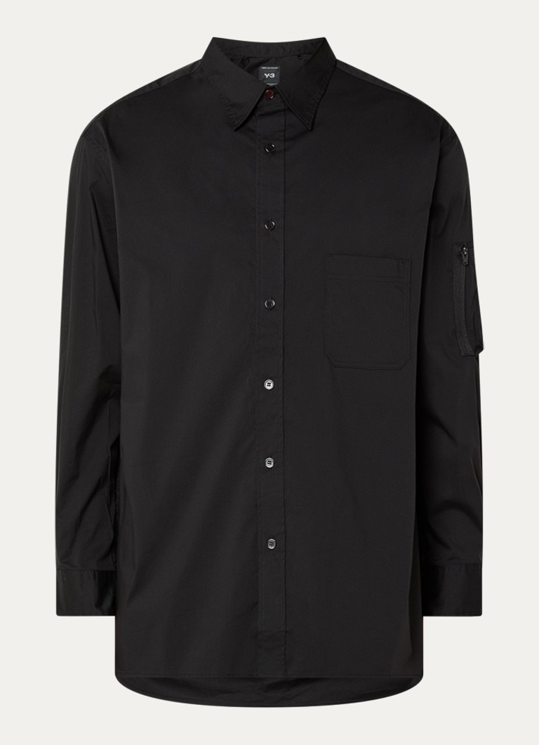 Y-3 Heren Oversized fit overhemd met borstzak in de kleur Zwart, maat: S