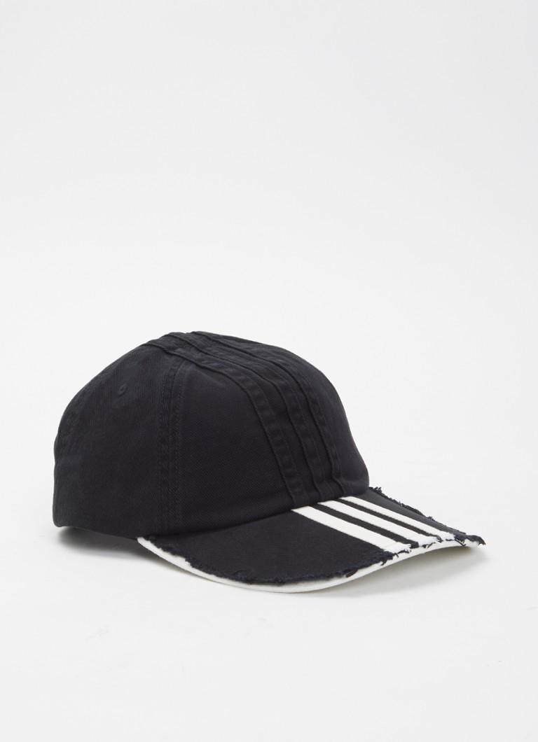 Y-3 Heren Stripes pet met logoborduring in de kleur Zwart, maat: OS