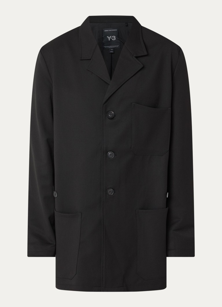 Y-3 Heren Jas in wolblend met opgestikte zakken in de kleur Zwart, maat: L