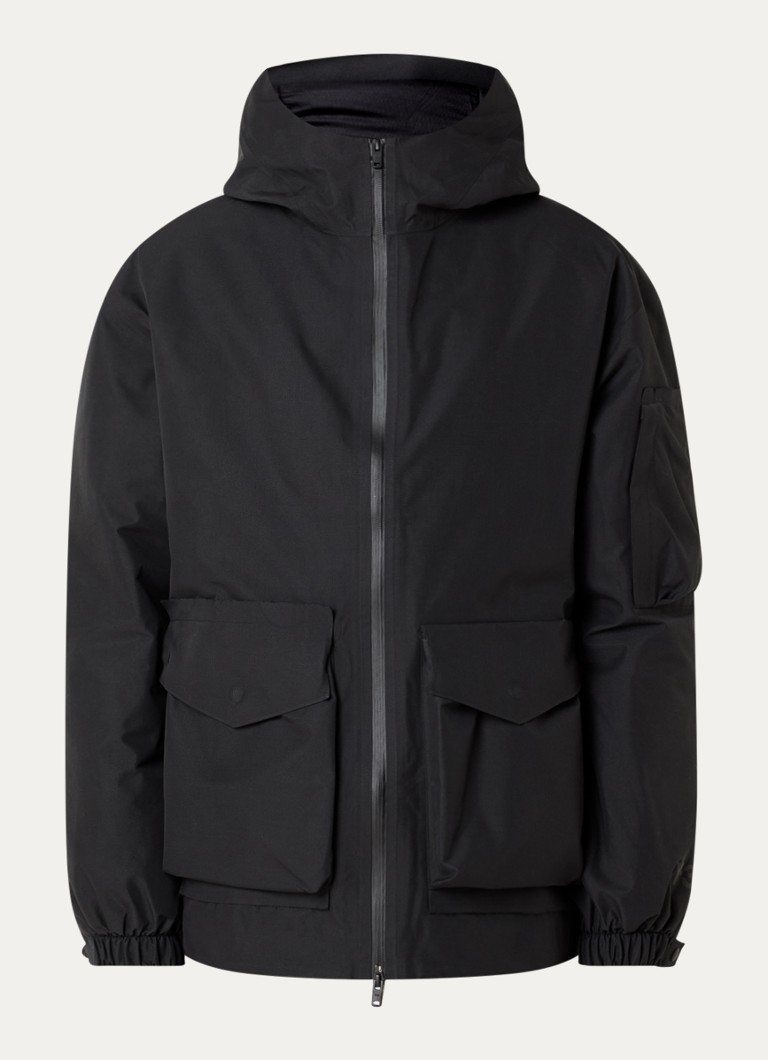 Y-3 Heren Regenjack met capuchon en opgestikte zakken in de kleur Zwart, maat: L