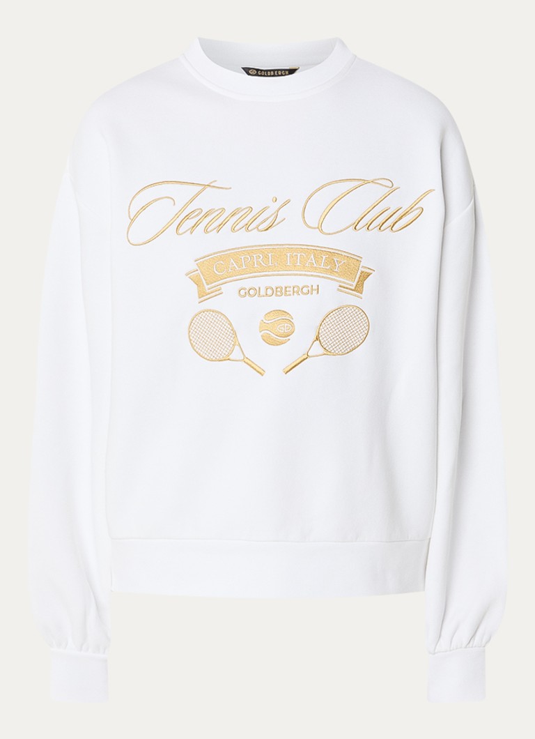 Goldbergh Dames Brunie sweater met logoborduring in de kleur Wit, maat: XL