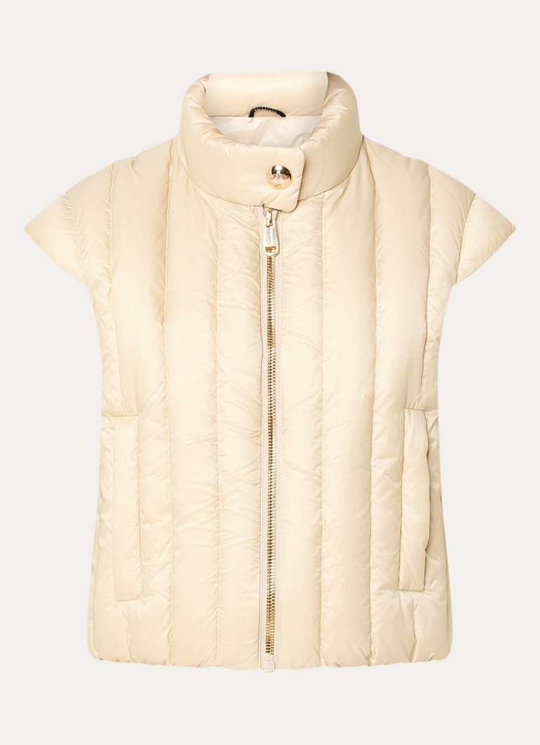 Goldbergh Dames Orata gewatteerde bodywarmer met ritszakken in de kleur Creme, maat: 34