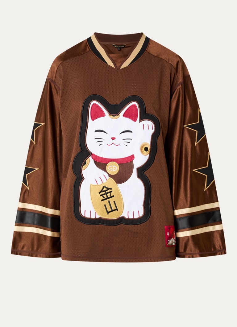 Goldbergh Dames Longsleeve met borduring in de kleur Bruin, maat: XL