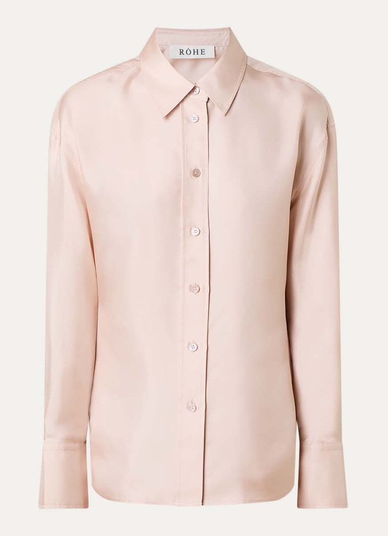 Róhe Dames Blouse van zijde in de kleur Lichtroze, maat: 38