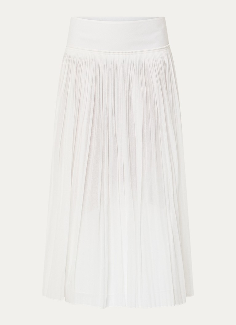Róhe Dames Midi rok met plooien in de kleur Wit, maat: 38