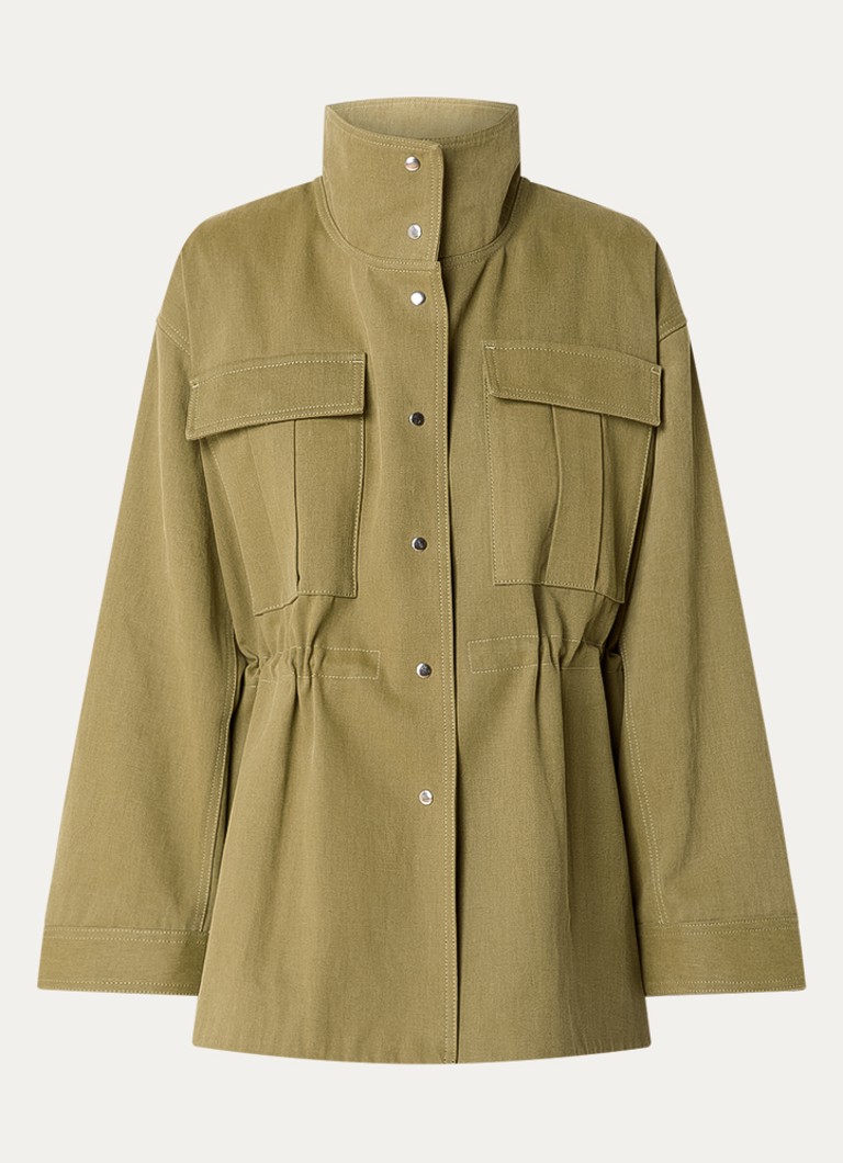 TOTEME Dames Jack met opstaande kraag en klepzakken in de kleur Lichtgroen, maat: 38