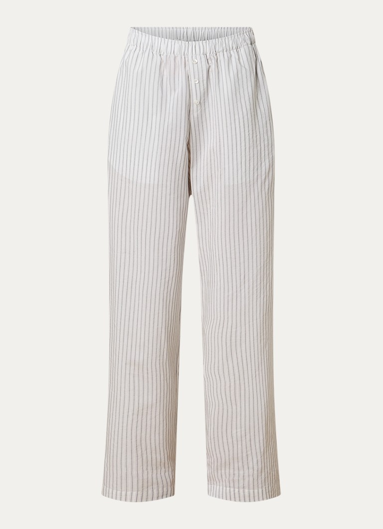 TOTEME Dames High waist wide fit broek in zijdeblend met streepprint in de kleur Gebroken wit, maat: 38