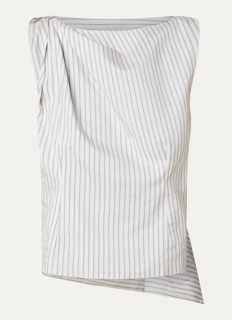 Róhe Dames Top in zijdeblend met plooidetail in de kleur Gebroken wit, maat: 38