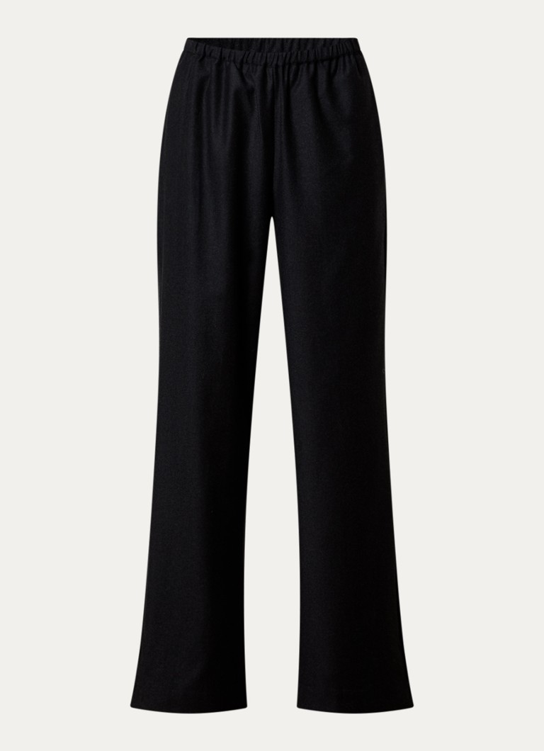 Róhe Dames High waist loose fit pantalon van scheerwol in de kleur Antraciet, maat: 40
