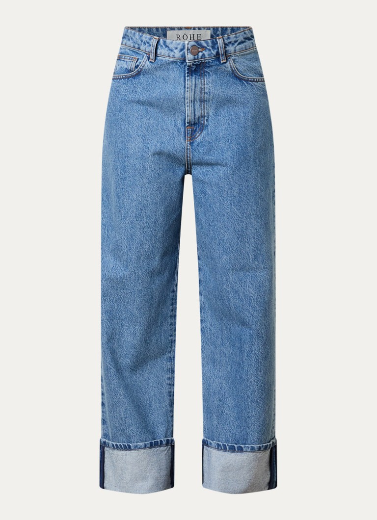 Róhe Dames Rixt low waist loose fit jeans met lichte wassing in de kleur Indigo, maat: 36