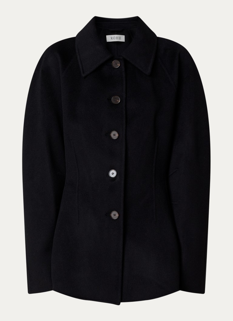 Róhe Dames Blazer in kasjmierblend met steekzakken in de kleur Zwart, maat: 38