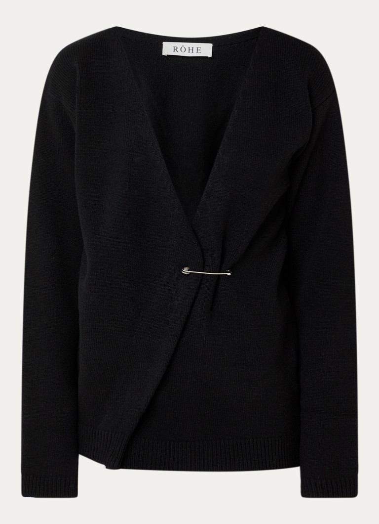 Róhe Dames Fijngebreid vest in kasjmierblend in de kleur Zwart, maat: 38
