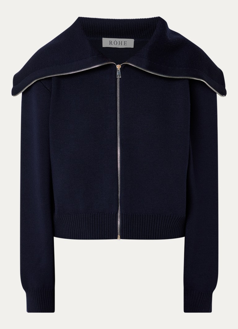 Róhe Dames Grofgebreid vest van wol in de kleur Donkerblauw, maat: 36