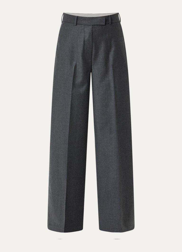 Róhe Dames High waist wide fit pantalon met steekzakken in de kleur Donkergrijs, maat: 40