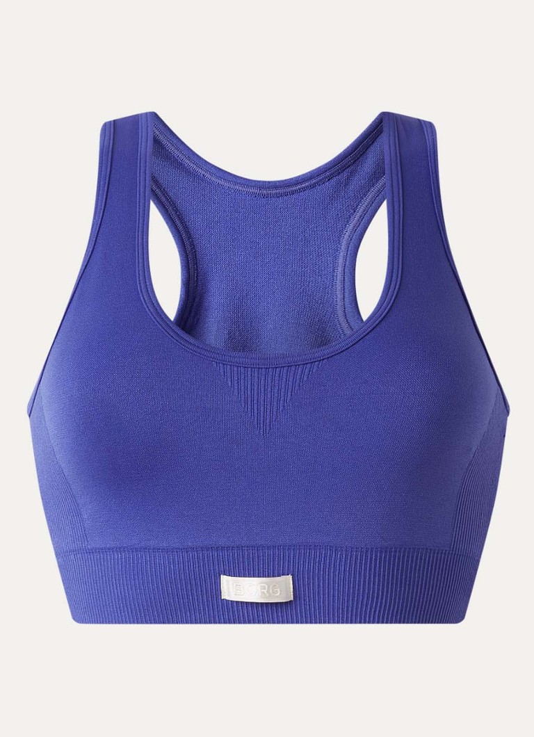 Björn Borg Dames Studio sport bh met light support en logo in de kleur Kobaltblauw, maat: M