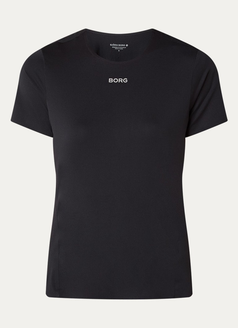 Björn Borg Dames Trainings T-shirt met logo- en backprint in de kleur Zwart, maat: S
