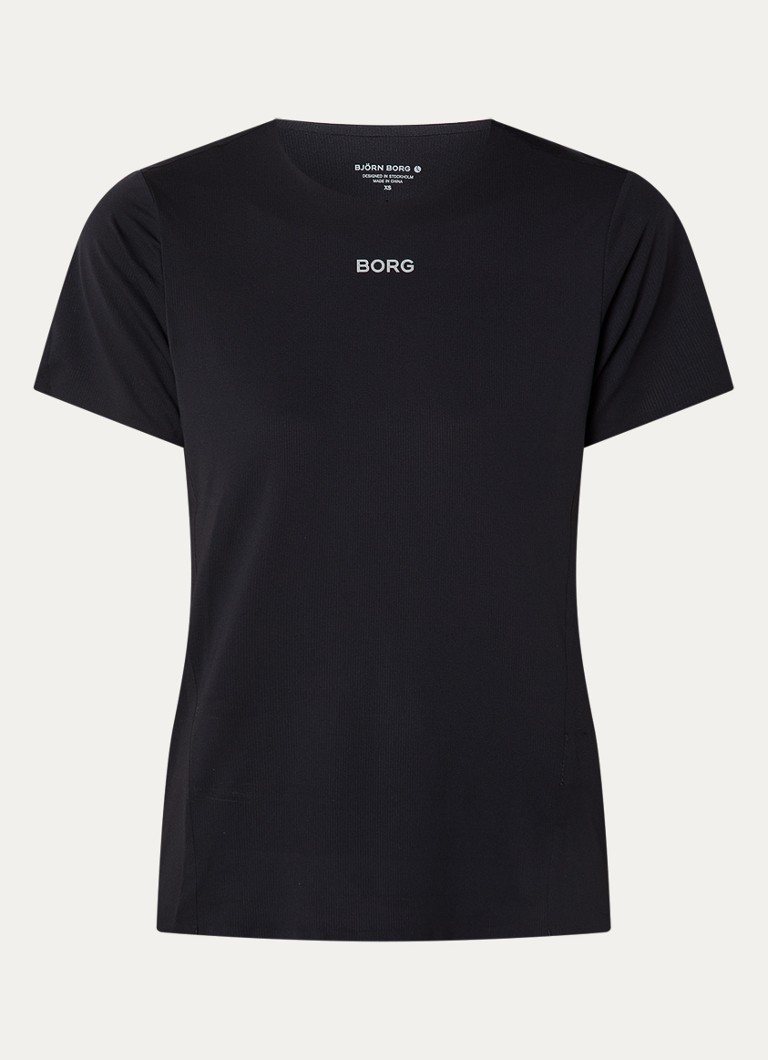 Björn Borg Dames Trainings T-shirt met logo- en backprint in de kleur Zwart, maat: XS