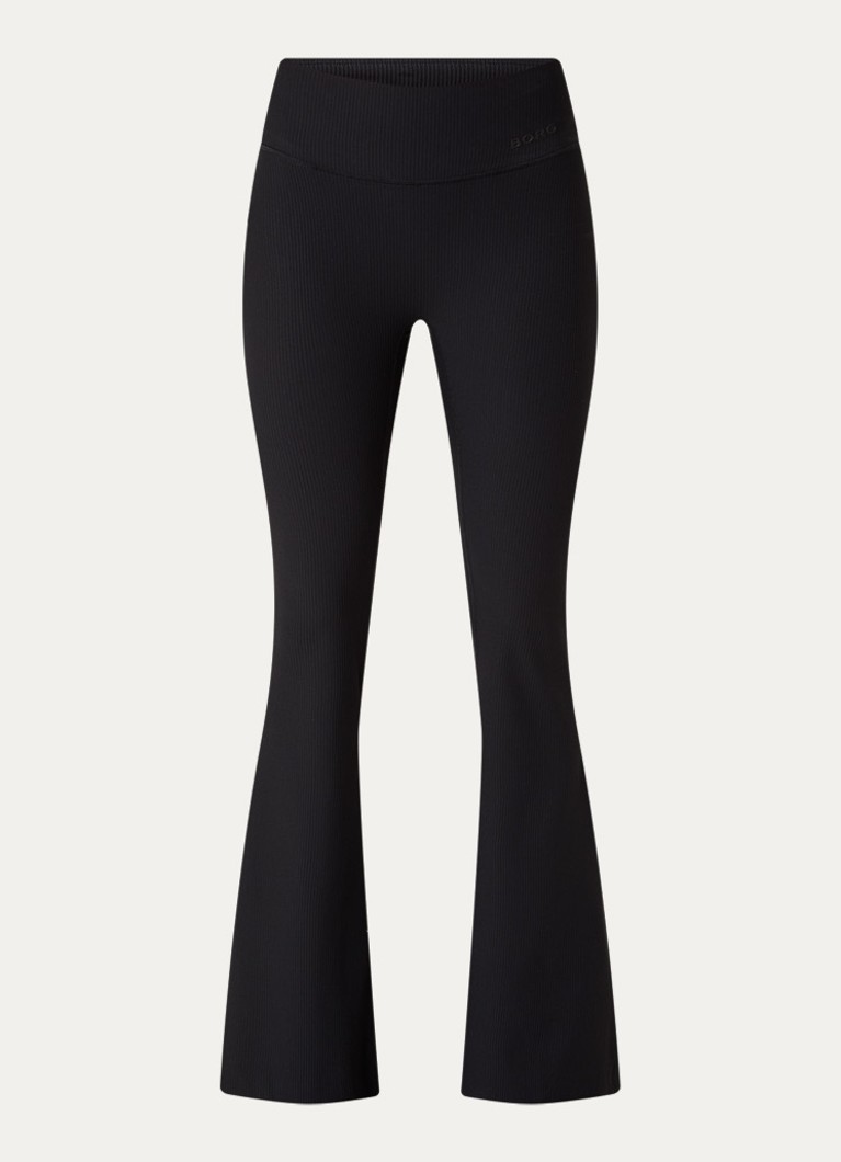 Björn Borg Dames High waist flared fit trainingslegging met logo in de kleur Zwart, maat: XS