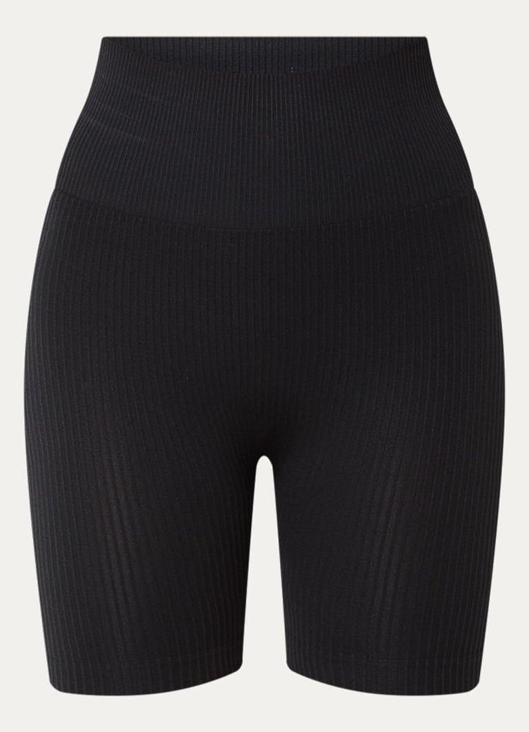 Björn Borg Dames Studio high waist skinny fit rib korte trainingslegging in de kleur Zwart, maat: XS