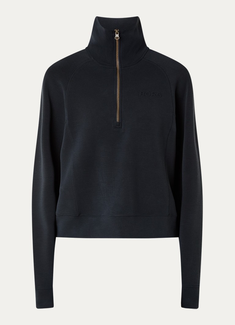 Björn Borg Dames Sweater met logo en halve rits in de kleur Zwart, maat: S