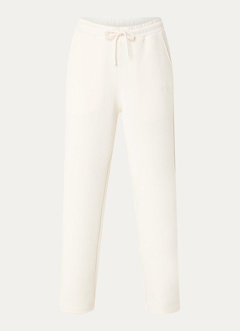 Björn Borg Dames High waist straight fit joggingbroek met logo en steekzakken in de kleur Creme, maat: M