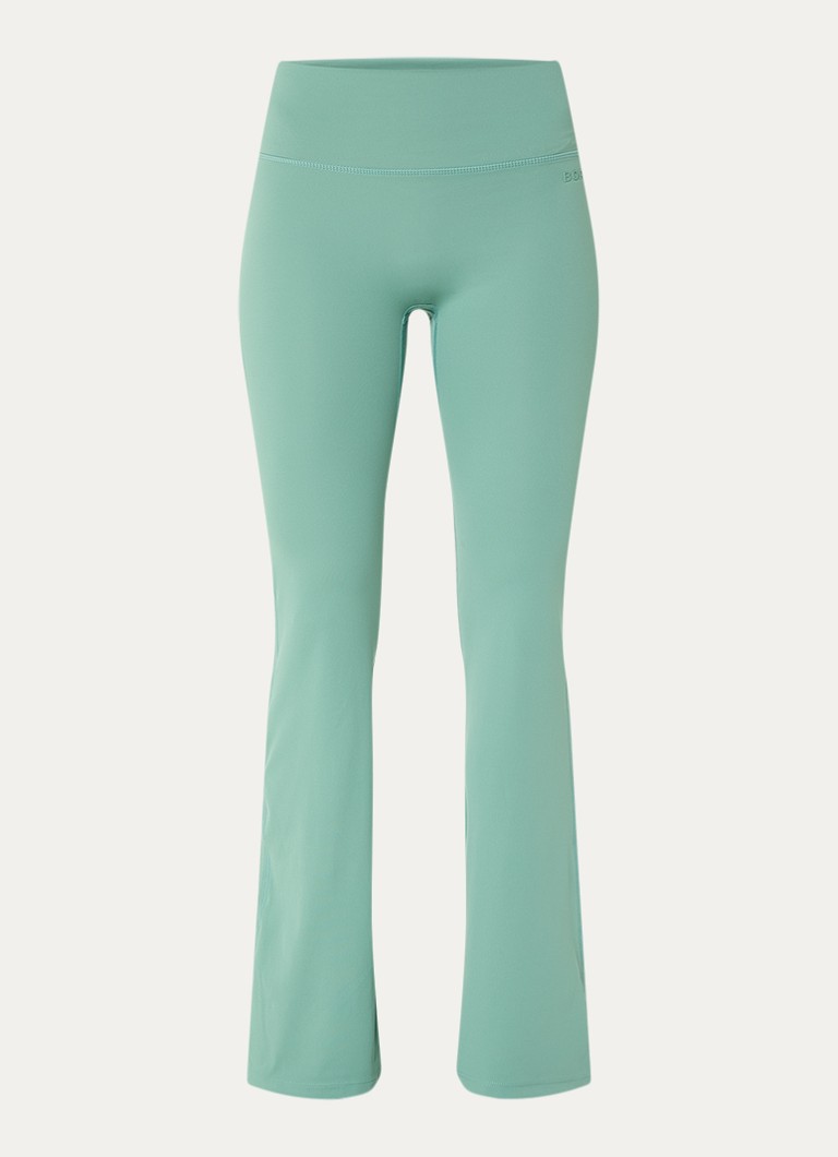 Björn Borg Dames High waist flared fit trainingslegging met logo in de kleur Lindegroen, maat: S
