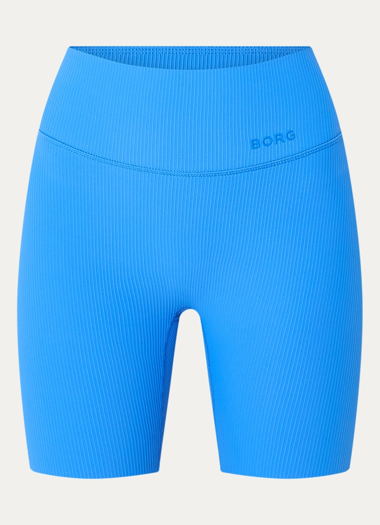 Björn Borg Dames High waist slim fit shorts met logo in de kleur Kobaltblauw, maat: XL