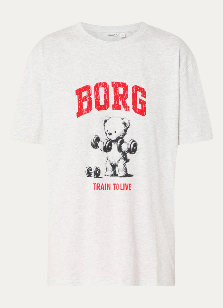 Björn Borg Dames T-shirt met logo in de kleur Grijsmele, maat: S
