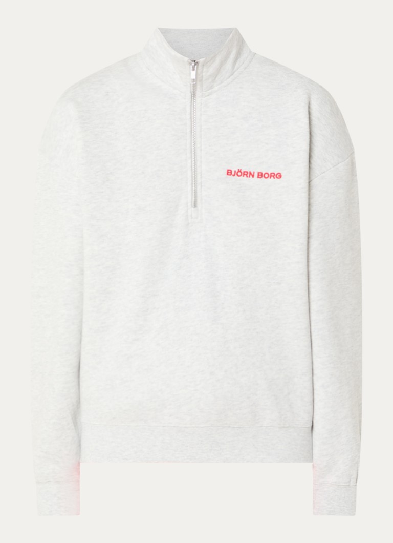 Björn Borg Dames Sweater met halve rits in de kleur Grijsmele, maat: XL